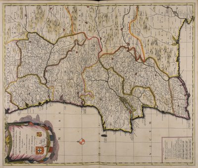 Corona Portugalliae et Algarbiae veteris Hispaniae quondam pars quae Lusitania audiit jam amplior hic suas in provincias et dioeceses noviter distributas autorstwa Peter Schenk the Elder