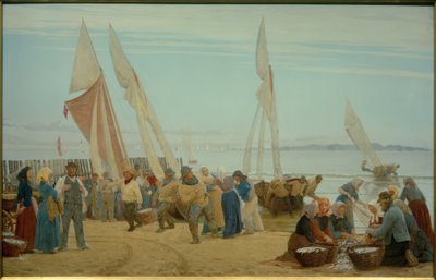Jutro u Hornbaeka. Rybacy wychodzą na brzeg autorstwa Peder Severin Krøyer