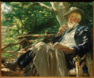 Portret poety Holgera Drachmanna w lesie Skagen autorstwa Peder Severin Krøyer
