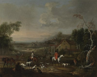 Wielebny Jemmet Browne na spotkaniu lisów, ok. 1730 (olej na płótnie) autorstwa Peter Tillemans
