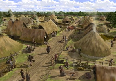 Miasto z epoki żelaza w Silchester, od północy w kierunku południowego wejścia, ok. 1990-2010. autorstwa Peter Urmston