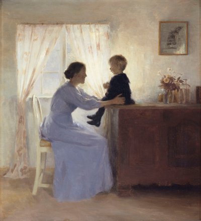 Matka i dziecko we wnętrzu autorstwa Peter Vilhelm Ilsted
