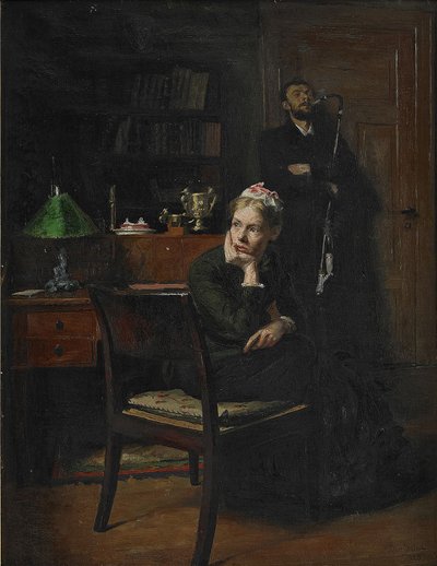 Scena rodzinna we wnętrzu, 1885 autorstwa Peter Vilhelm Ilsted