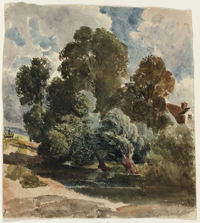 Gaj Drzew (recto), Szkic kościoła Aderley (verso) autorstwa Peter de Wint