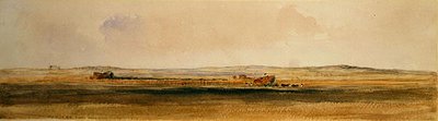 Zbiór w Lincolnshire Wolds (akwarela na papierze) autorstwa Peter de Wint