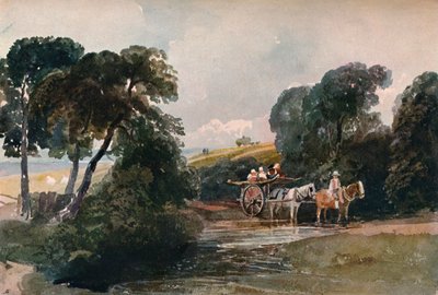 Wózek z sianem przekraczający strumień, c1824 autorstwa Peter de Wint