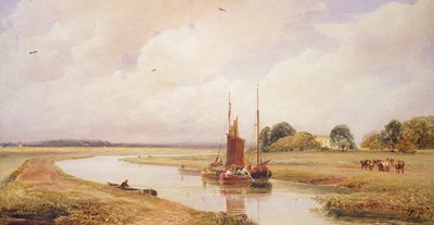 Prom Langrick na rzece Witham w pobliżu Bostonu, Lincolnshire autorstwa Peter de Wint