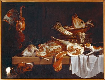 Viande de boucherie avec chien et chat - Mięso rzeźnika z psem i kotem ... autorstwa Peter van Boeckel