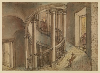 Schody Belwederskie, ze Scala di Chiocciola Bramantego, w Cortile di San Damaso, Watykan autorstwa Peter van Lint