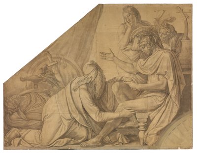 Priamos bittet Achill um den Leichnam seines Sohnes Hektor. Karton zu den Deckenbildern der Münchner Glyptothek autorstwa Peter von Cornelius