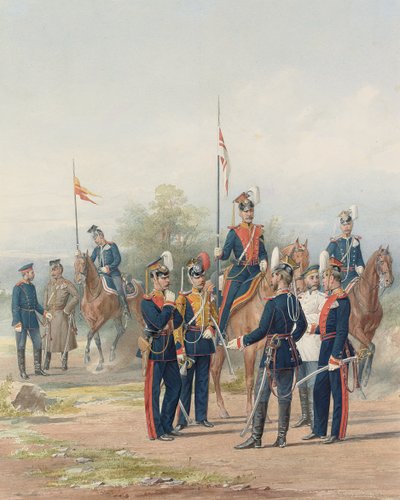 Grupa oficerów i żołnierzy z Pułków Ułanów Straży Życia Jego i Jej Królewskiej Mości, 1873 autorstwa Petr Balashov
