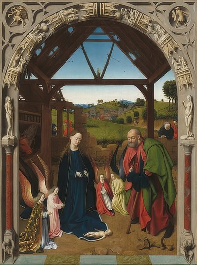 Narodziny Chrystusa. Około 1450 autorstwa Petrus Christus