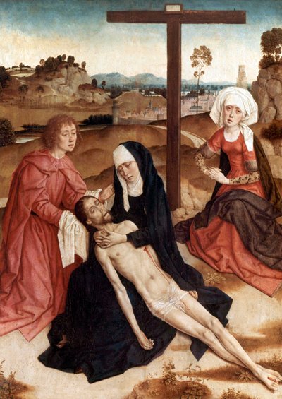Opłakiwanie zmarłego Chrystusa, ok. 1444 r. (olej na desce) autorstwa Petrus Christus