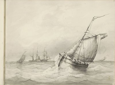 Żaglowce na morzu autorstwa Petrus Johannes Schotel (circle of)