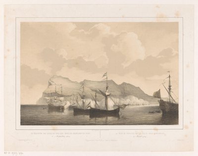 Podbój Gibraltaru Podbój Gibraltaru przez flotę angielsko-holenderską 3 sierpnia 1704 / La prize de Gibraltar par un flotte Anglo-Neerlandaise (tytuł na obiekcie) autorstwa Petrus Johannes Schotel