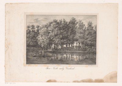Widok wiejskiej posiadłości Breevecht Bree-Vecht niedaleko Vreeland (tytuł na obiekcie) Widoki na rzekę Vecht (tytuł serii) autorstwa Petrus Josephus Lutgers