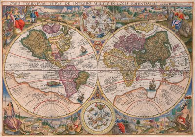 Mapa świata podwójnej półkuli Petrusa Planciusa z 1594 r. autorstwa Petrus Plancius