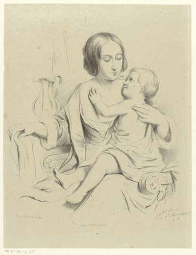 Matka z dzieckiem na kolanach autorstwa Petrus Theodorus van Wijngaerdt