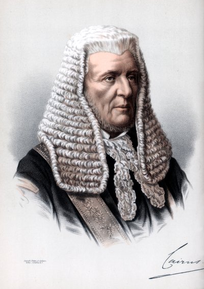 Hugh NcCalmont Cairns, 1. hrabia Cairns, Lord Kanclerz Wielkiej Brytanii, ok. 1890. autorstwa Petter and Galpin Cassell