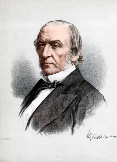 William Ewart Gladstone, mąż stanu i premier Brytyjskiej Partii Liberalnej, ok. 1890 r. autorstwa Petter and Galpin Cassell