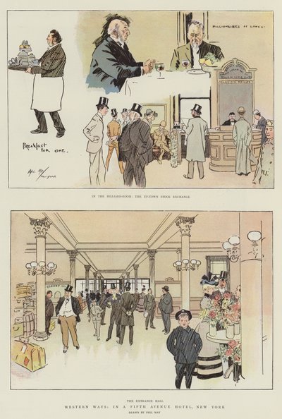 Western Ways, w hotelu Fifth Avenue w Nowym Jorku (chromolitho) autorstwa Phil May