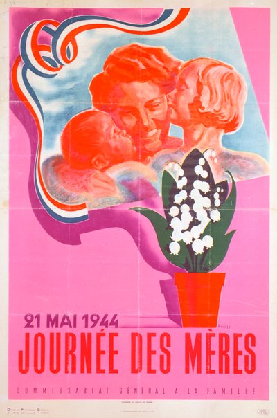 „Dzień Matki, 21 maja 1944”, plakat francuski Vichy, 1944 autorstwa Phili