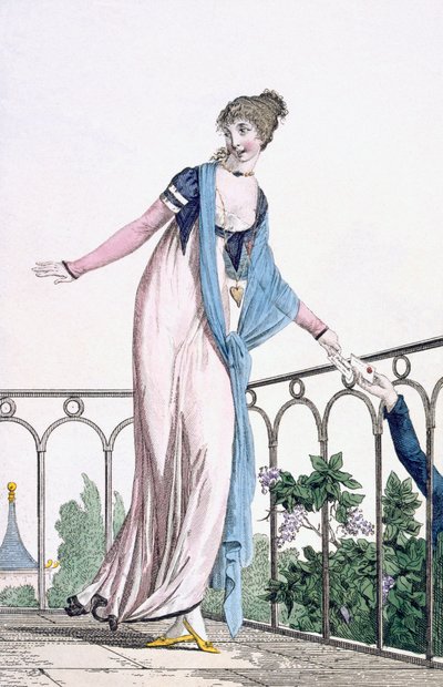 Korespondencja ukryta, ilustracja z „Modes et Manieres du Jour w Paryżu” autorstwa Philibert Louis Debucourt