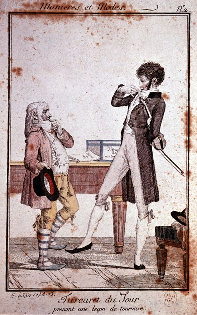 Sposoby i tryby: Turkaret pobierający lekcję trzymania, koniec XVIII w. autorstwa Philibert Louis Debucourt