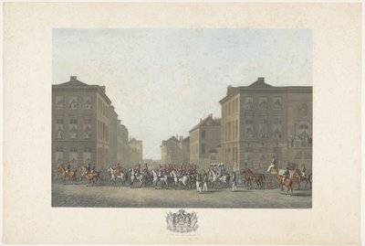Orkiestra na inauguracji Wilhelma I w Brukseli 21 września 1815 r. Dwanaście tablic przedstawiających przybycie i inaugurację Wilhelma I w Brukseli oraz bitwy pod Quatre-Bras i Waterloo w 1815 roku (tytuł serii) autorstwa Philibert Louis Debucourt