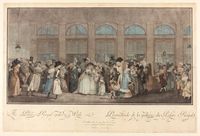 Spacer po galerii Palais Royal autorstwa Philibert Louis Debucourt
