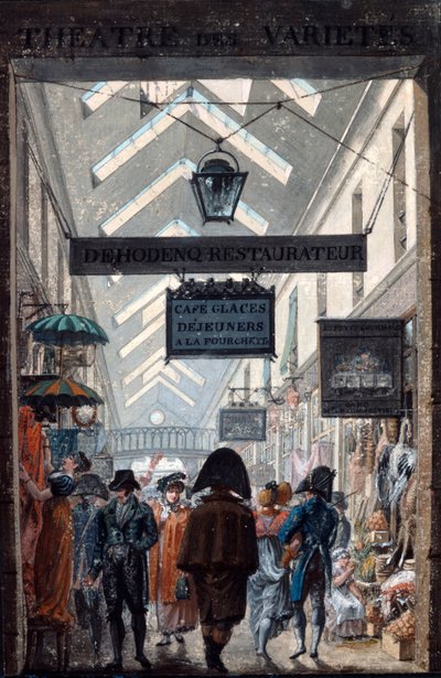 Shopping Arcade des Panoramas w Paryżu, 1807 autorstwa Philibert Louis Debucourt