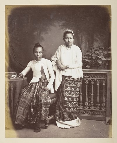 Portret birmańskiego mężczyzny i żony, Fotograf: Klier, Philip Adolphe Gladstone Collection autorstwa Philip Adolphe Klier