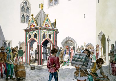 Dziedziniec zamku Old Wardour, Tisbury, Wiltshire, w średniowieczu, 1995-1999. autorstwa Philip Corke