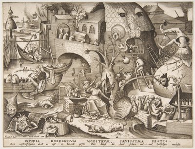 Zazdrość Invidia z Siedmiu grzechów głównych, 1558. autorstwa Philip Galle