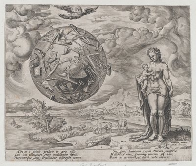 Man Born to Toil, z The Reward of Labor and Diligence, tablica 1, 1572., 1572. autorstwa Philip Galle