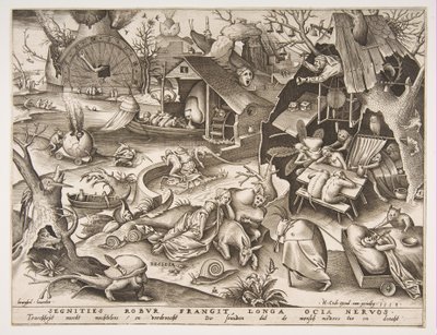 Leniwiec Desidia z serii Siedem grzechów głównych, 1558. autorstwa Philip Galle