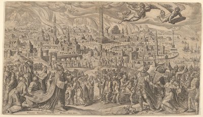 Upadek Babilonu, 1569. autorstwa Philip Galle