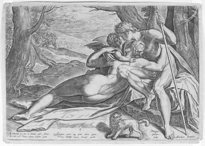 Wenus i Adonis, z serii Historia Adonisa, ca. 1579 r., ok. 1579 r. 1579. autorstwa Philip Galle