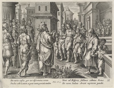 Głoszenie św. Pawła w Rzymie autorstwa Philip Galle after Jan van der Straet