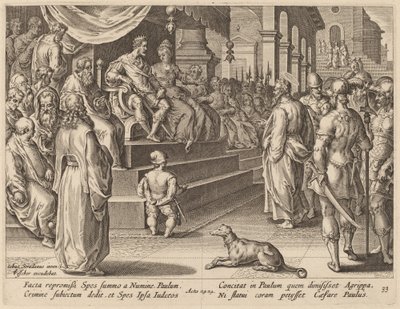 Św. Paweł przed Festusem i Agryppą autorstwa Philip Galle after Jan van der Straet