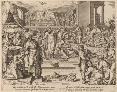 Wielu jest ochrzczonych autorstwa Philip Galle after Maerten van Heemskerck