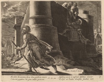 Święty Paweł ucieka z Damaszku autorstwa Philip Galle after Maerten van Heemskerck