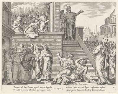Święty Piotr mówi do ludzi o Chrystusie autorstwa Philip Galle after Maerten van Heemskerck