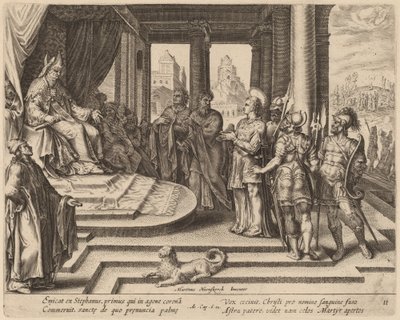 Św. Szczepan przed soborem autorstwa Philip Galle after Maerten van Heemskerck