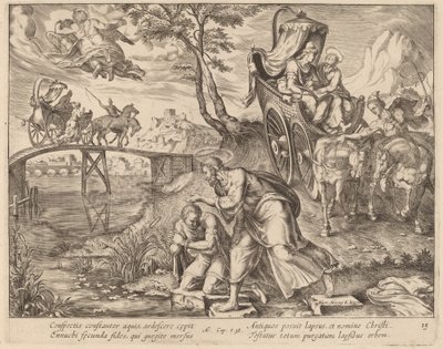 Chrzest eunucha św. Filipa autorstwa Philip Galle after Maerten van Heemskerck