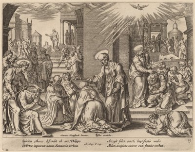 Lud Samarii przyjmuje słowo Boże autorstwa Philip Galle after Maerten van Heemskerck