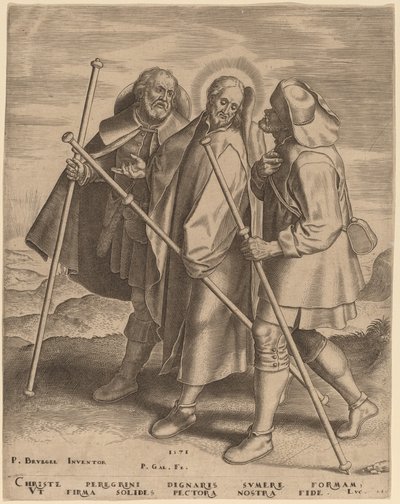 Chrystus i Jego uczniowie w drodze do Emaus autorstwa Philip Galle after Pieter Bruegel the Elder