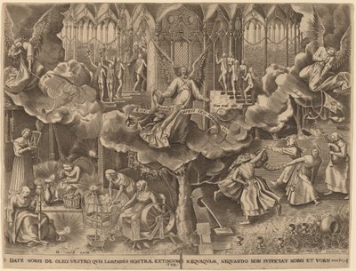 Przypowieść o pannach mądrych i głupich” autorstwa Philip Galle after Pieter Bruegel the Elder