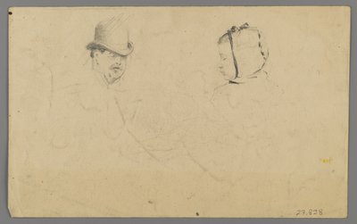 Głowy mężczyzny i dziewczyny (grafit na papierze) autorstwa Philip H. Wolfrom