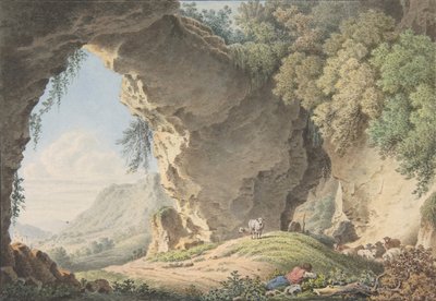 Skalisty krajobraz ze śpiącym pasterzem, 1817. autorstwa Philip Heinrich Dunker